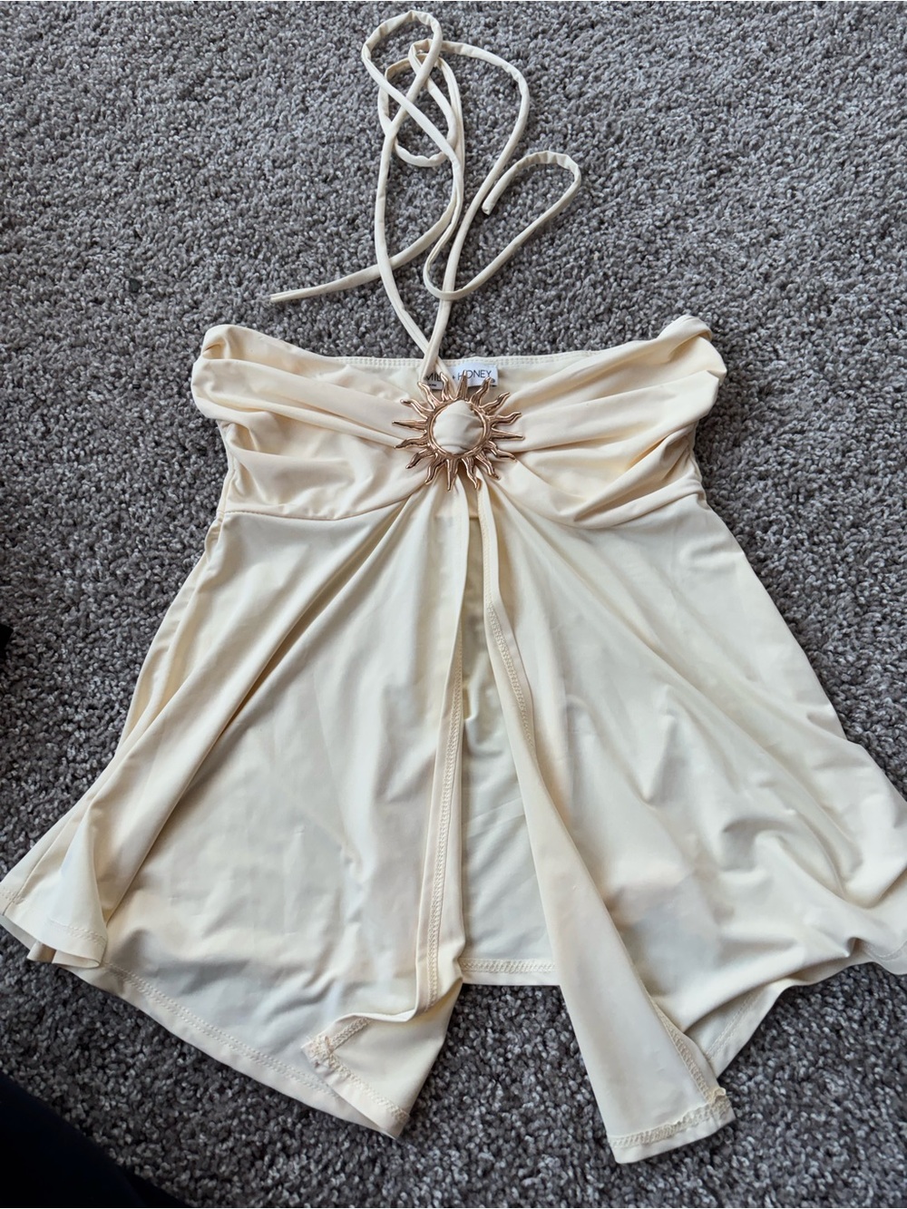 Strapless Cream Halter Sunburst Detail Women’s Top